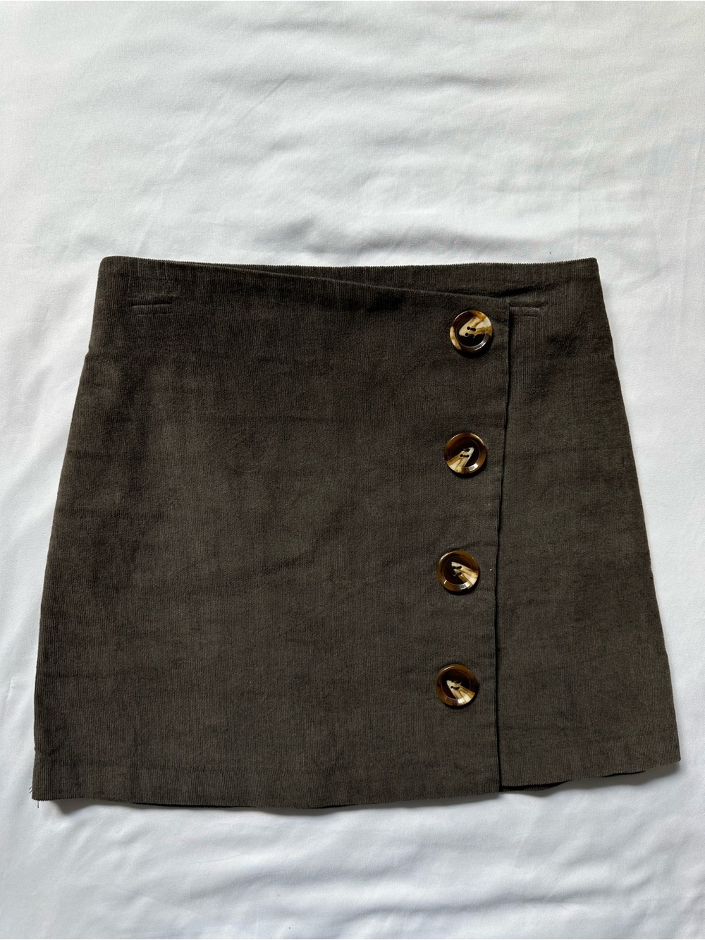 Altar’d State Button-Detail Brown Corduroy Mini Skirt